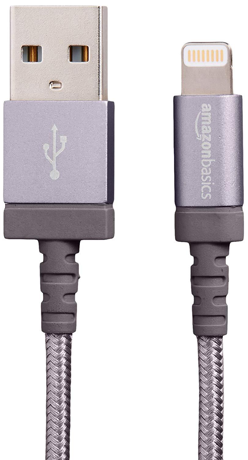 AmazonBasics Apple Certified Nylon Braided Lightning to USB Cable - 1.8 m (6 ft) - Rose Gold