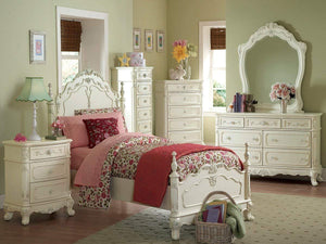 Cinderella 4 PC Twin Bedroom Set by Home Elegance in Off-White/Cream