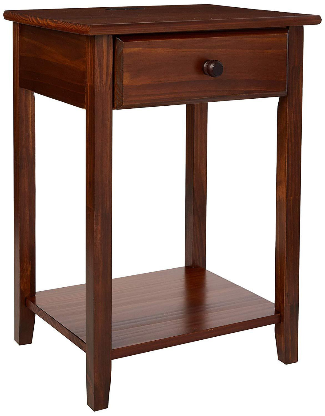 Casual Home 647-24 Night Owl Nightstand with USB Ports-Warm Brown