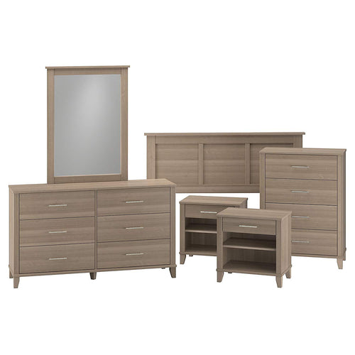 Bush Furniture Somerset Headboard, Dresser and Nightstand Bedroom Set in Ash Gray