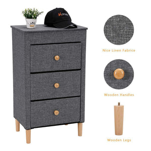 Heavy duty kamiler 3 drawer dresser nightstand beside table end table storage organizer tower unit for bedroom hallway entryway closets removable fabric bins no tool required to assemble