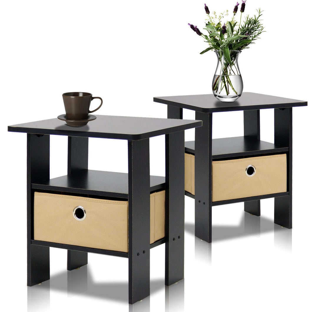 Furinno End Table Nightstand 2-11157EX SET OF 2
