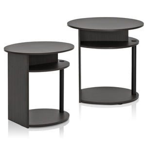 Furinno Oval End Table 2-15080WNBK SET OF 2