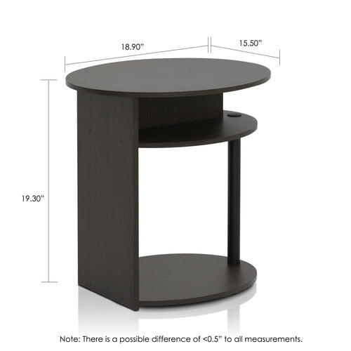 Furinno Oval End Table 2-15080WNBK SET OF 2