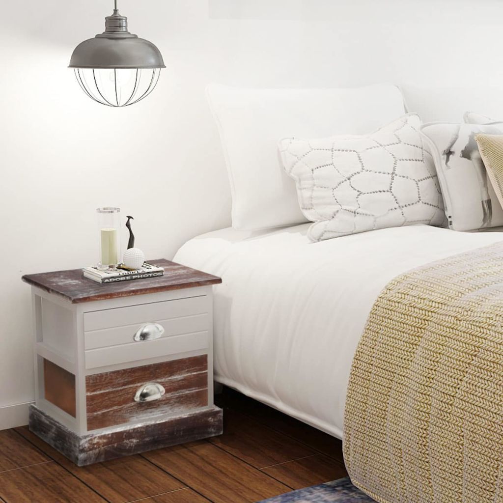 Bedside Cabinet Brown and White