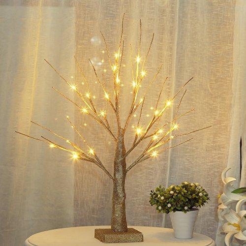 Bolylight LED Table Lamp Birch Money Tree Gift Holder Night Light Centerpieces Great Decoration for Home/Christmas/Party/Festival/Wedding, 1.5ft Gold