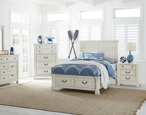 Athena Distressed Vintage White Finish Wood Twin Storage Bed, Dresser, Mirror, Nightstand