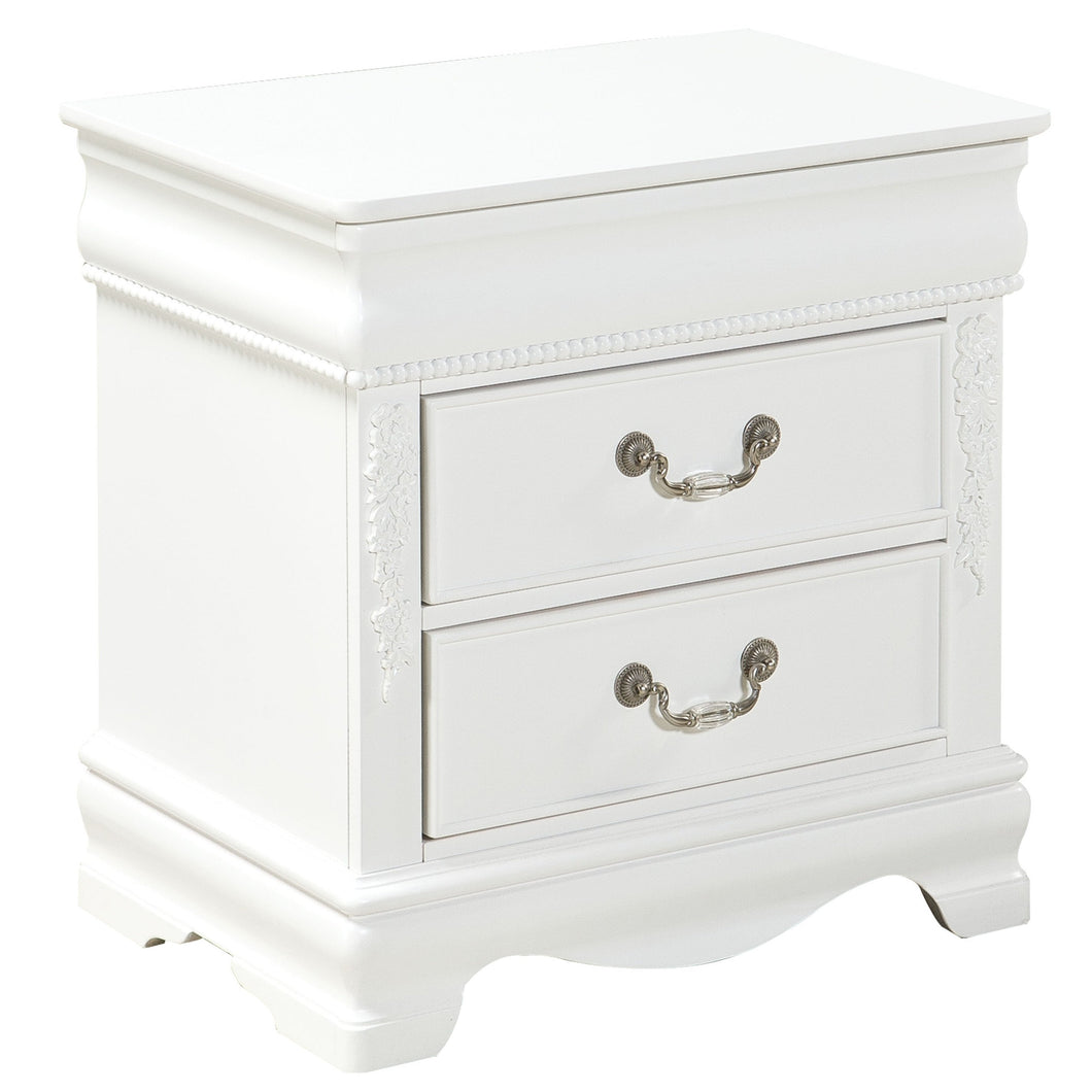 Angelina Clean White Pine and Quality Wood 2-Drawer Nightstand