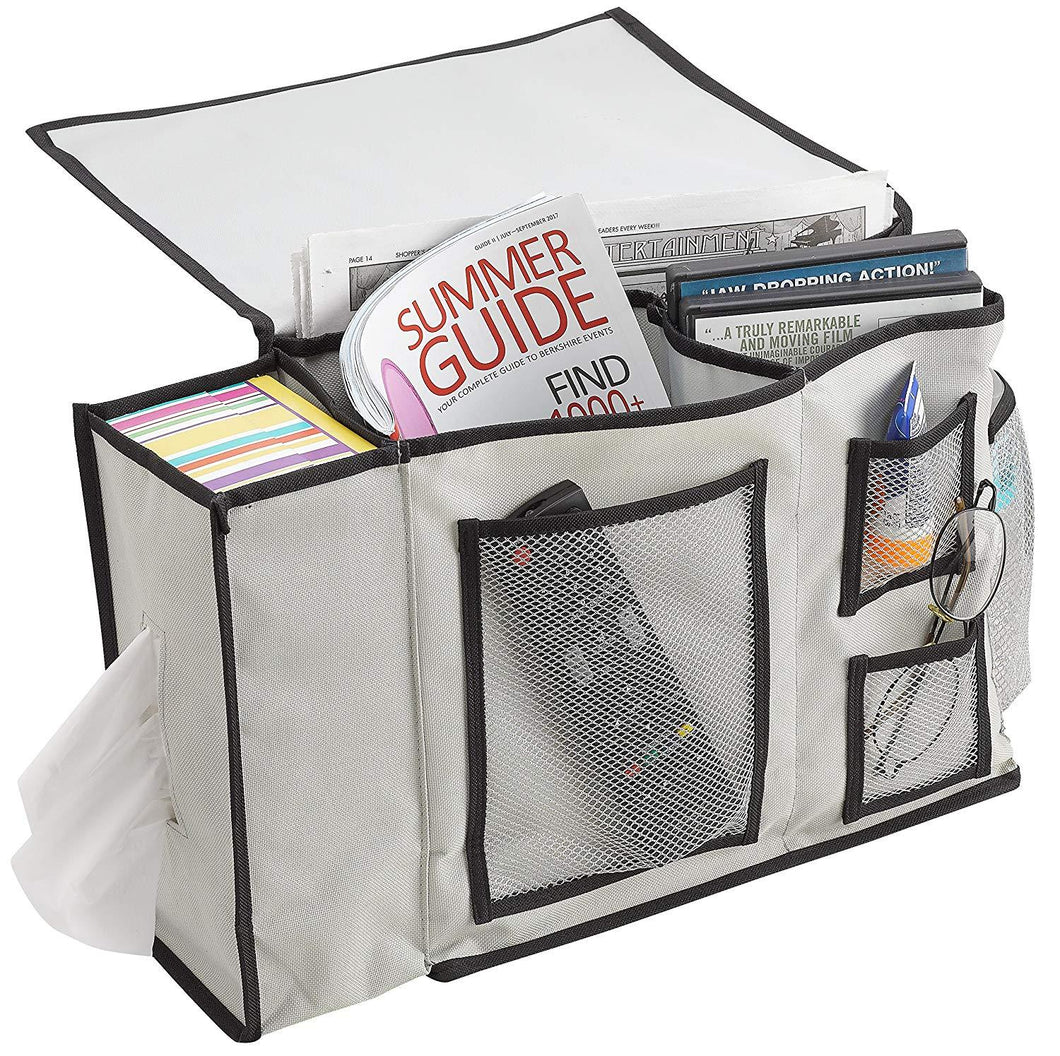 FloridaBrands Bedside Storage Organizer - 8 Pocket Bedside Caddy and Nightstand or Couch Cabinet Storage Organizer for Books, Phones, Tablets, Accessories, TV Remote and More