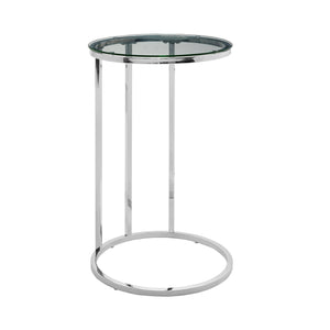 16" Round C Table - Clear Glass Top, Chrome Base