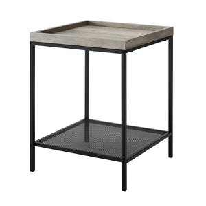 18" Square Tray & Mesh Side Table - Grey Wash