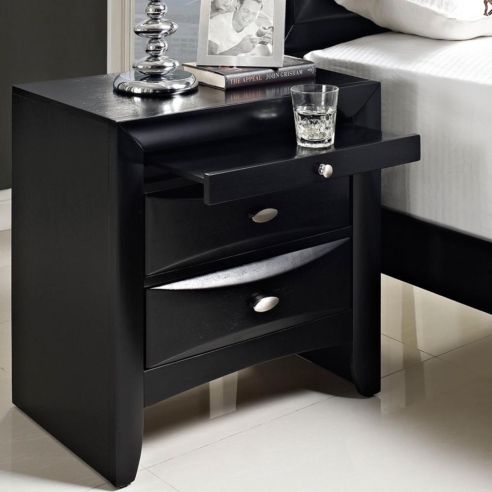 Blemerey Solid Wood Construction Fully Assembled Night Stand   Black Finish
