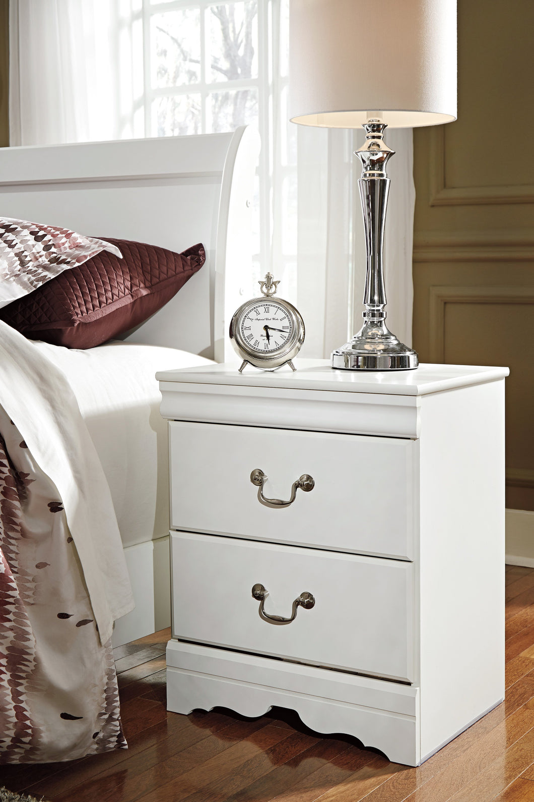 Anarena Traditional White Color Two Drawer Night Stand