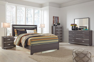Armavir Queen Upholstered Bed with LED Light, Dresser,Mirror, Two Nightstands and Chest Set