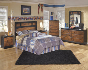 Airwell Casual Dark Brown Color Bedroom Set: Full Panel Headboard, Dresser, Mirror, Nightstand, Chest