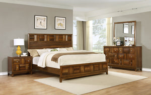 Calais Walnut Finish Solid Wood Construction Bedroom set  King Bed  Dresser  Mirror  Night Stand