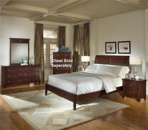 4pc Cherry Finish Bedroom Set (King Bed  Dresser  Mirror  Night Stand)