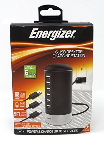 Energizer 6 Port USB Desktop Charging Station Black 5Ft Cord 6Amp ENG-PS003BK