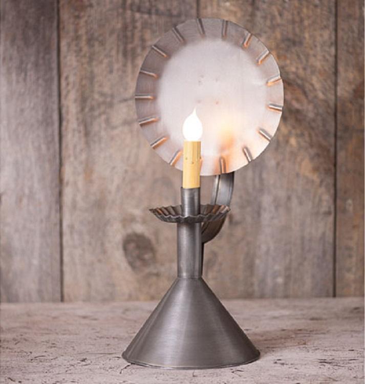 COLONIAL CONE CABIN LAMP - Crimped Tin Accent Light in Antique Tin Finish