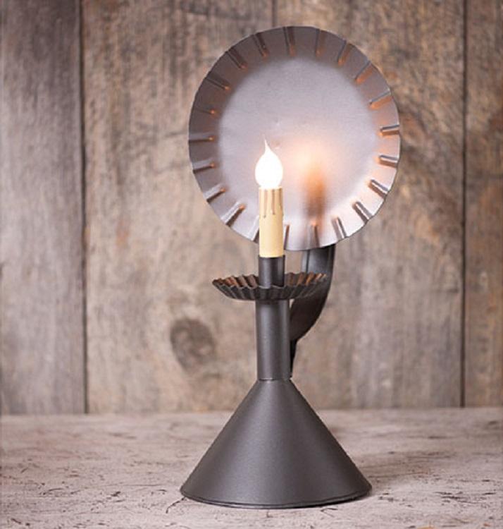 COLONIAL CONE CABIN LAMP - Crimped Tin Accent Light in Smokey Black Finish
