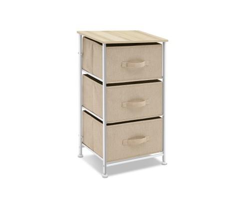 3 Fabric Drawers Bedside Table Storage Cabinet Chest Lamp Side Nightstand Unit