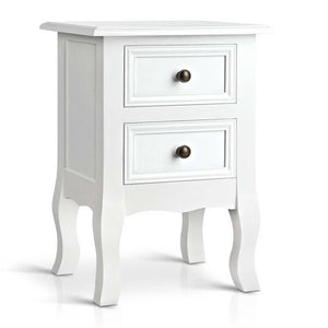 Bedside Table French Provincial Lamp Cabinet 2 Drawers White