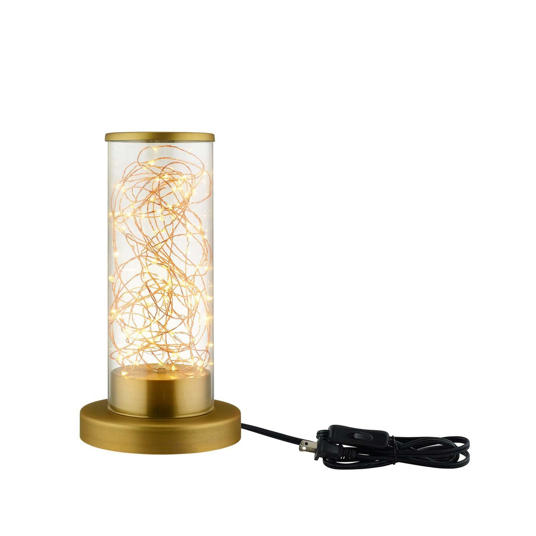 Adore Cylindrical-Shaped Clear Glass And Brass Table Lamp  -EEI-2931