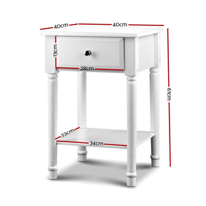 Bedside Table Nightstand Side Table Timber Legs White