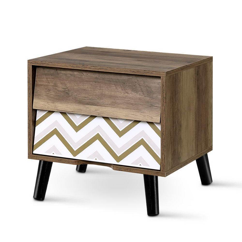 Artiss Bedside Tables 2 Drawers Table Storage Nightstand Cabinet Lamp Side Wood