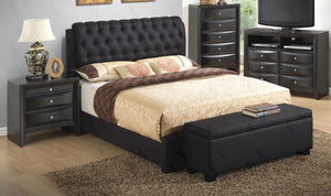 G1500CKBUPCHNB 4 Piece Set including King Size Bed, Chest, Nightstand and Bench in Black