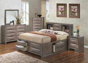 G1505GKSB3DMN 4 Piece Set including King Size Bed, Dresser, Mirror and Nightstand in Gray