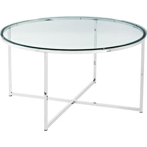 2-Piece Round Coffee Table Set - Glass / Chrome