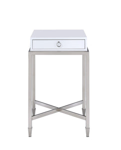 18" X 16" X 24" White Wooden End Table