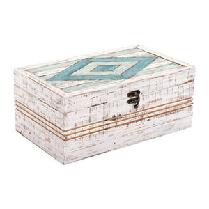 12" X 7.1" X 5.1" White Rectangular Wooden Box