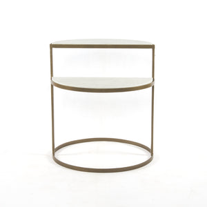 Bonnell Nightstand in Antique Brass & Polished White Marble by BD Studio