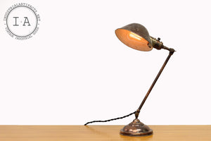 Antique Faries Japanned Finish Adjustable Brass Bankers Desk Lamp