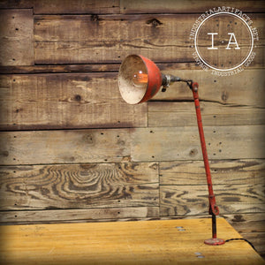 Vintage Industrial Red Adjustable Metal Desk Lamp