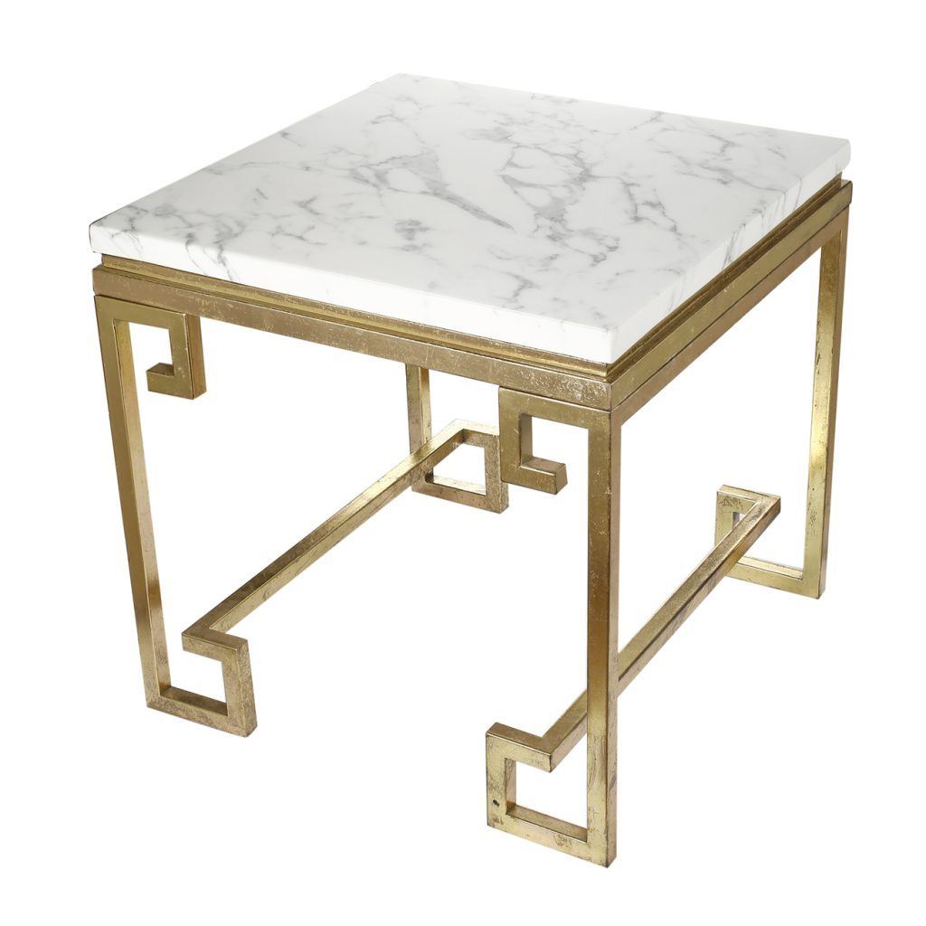 A&B Home White Marble End Tables
