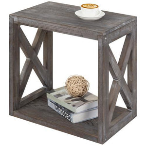 Wood Rectangular End Table with Vintage Grey Finish