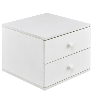 Modern White Wood 2-Drawer Accent End Table Nightstand