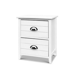 2x Bedside Table Nightstands 2 Drawers Storage Cabinet Bedroom Side White
