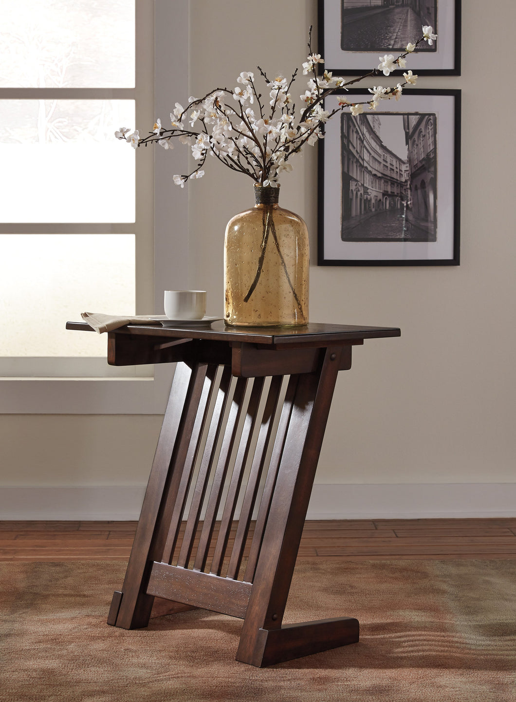 Brauni Casual Dark Brown wood Chair Side End Table
