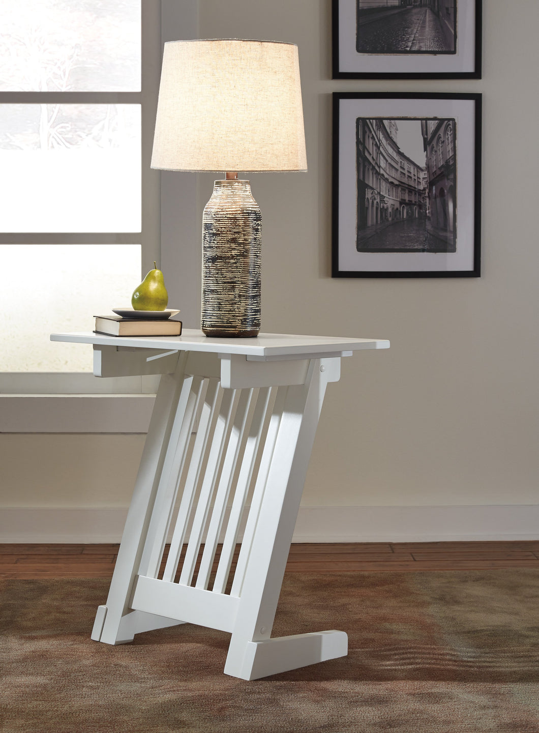 Brauni Casual White wood Chair Side End Table