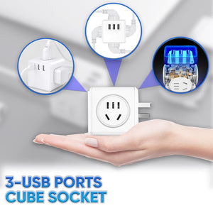 3-USB Ports Cube Socket