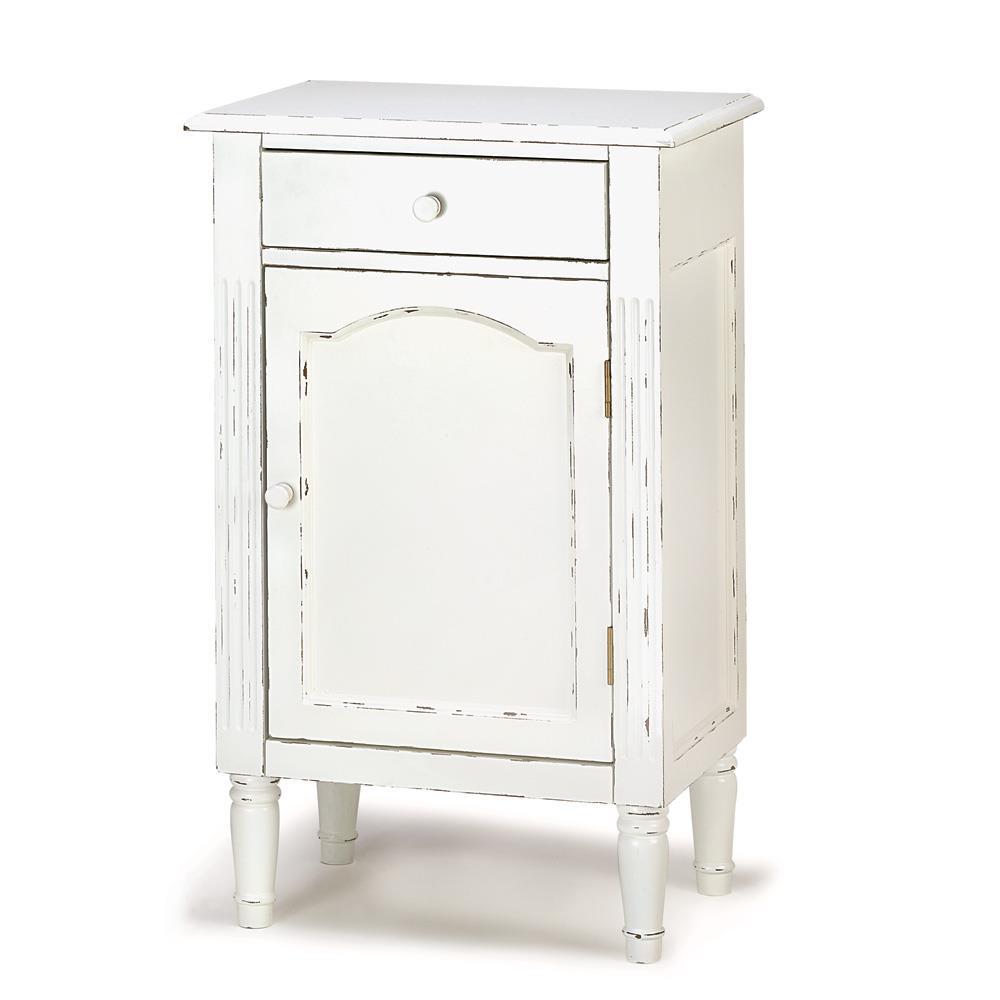Antiqued White Wood Cabinet