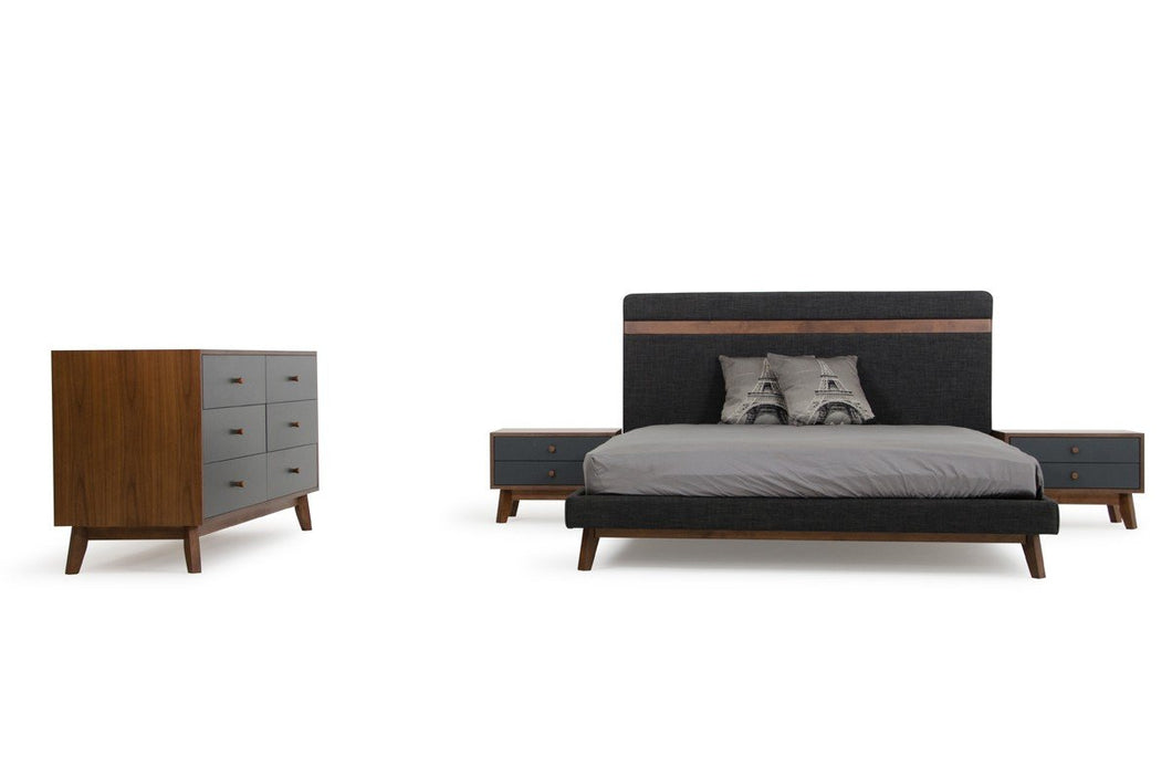 Nova Domus Dali Modern Grey & Walnut Bedroom Set