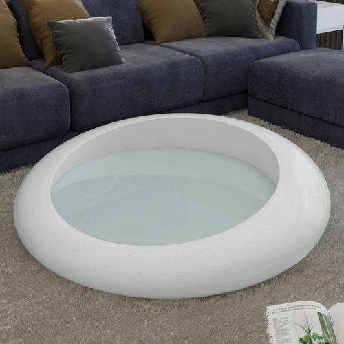 Coffee Table Fibre Glass High Gloss White 77 cm