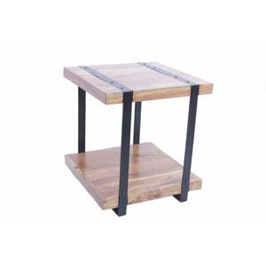 Wooden Square Top Side Table With A Lower Shelf