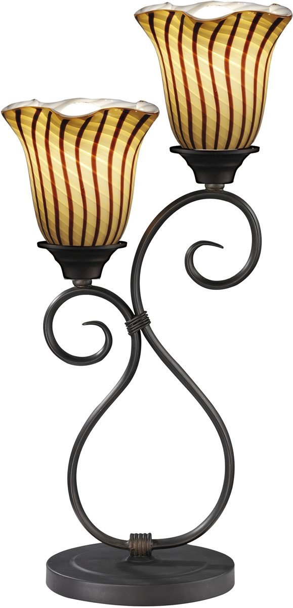 0-003988>Valley Glen Art Glass Table Lamp Antique Bronze