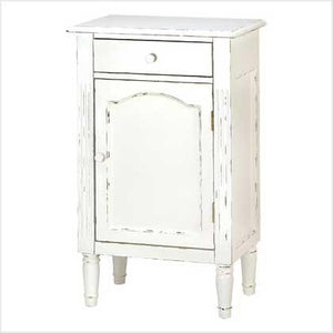 White Wood Vintage Antiqued Hand Distressed Nightstand Cabinet 39093